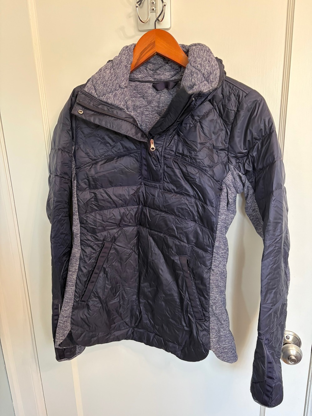 Lululemon Down For It All Half Zip Pullover Navy Heathered Size 6